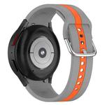 For Samsung Galaxy Watch 7 47mm Two Color Stripe Silicone Watch Band(Gray Orange)