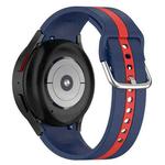 For Samsung Galaxy Watch 7 47mm Two Color Stripe Silicone Watch Band(Blue Red)