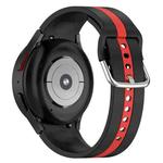 For Samsung Galaxy Watch 7 40 / 44mm Two Color Stripe Silicone Watch Band(Black Red)