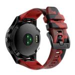 For Garmin Fenix 7X / 7X Pro / Tactix 7 Camouflage Quick Release Silicone Watch Band(Red)