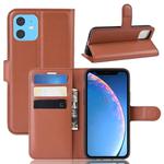 For iPhone 11 Litchi Texture Horizontal Flip Leather Case, with Wallet & Holder & Card Slots(Brown)