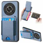 For Honor X30 / X9 5G Carbon Fiber Vertical Flip Wallet Stand Phone Case(Blue)