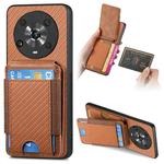 For Honor Magic4 Pro Carbon Fiber Vertical Flip Wallet Stand Phone Case(Brown)