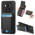 For Honor Magic6 Carbon Fiber Vertical Flip Wallet Stand Phone Case(Black)