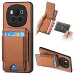 For Honor Magic6 Carbon Fiber Vertical Flip Wallet Stand Phone Case(Brown)