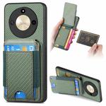 For Honor X40 / X9a Carbon Fiber Vertical Flip Wallet Stand Phone Case(Green)