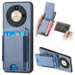 For Honor X50 5G Carbon Fiber Vertical Flip Wallet Stand Phone Case(Blue)