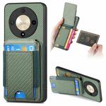 For Honor X9b Carbon Fiber Vertical Flip Wallet Stand Phone Case(Green)