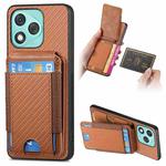 For Honor 400 Lite Global Carbon Fiber Vertical Flip Wallet Stand Phone Case(Brown)