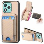 For Honor 400 Lite Global Carbon Fiber Vertical Flip Wallet Stand Phone Case(Khaki)