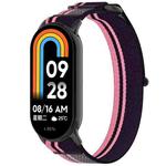 For Xiaomi Mi Band 8 NFC Loop Nylon Hook and Loop Fastener Watch Band(Pink Purple)