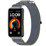 For Huawei Band 9 NFC Loop Nylon Hook and Loop Fastener Watch Band(Green Gray)