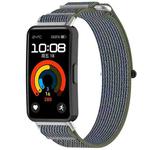 For Huawei Band 9 Loop Nylon Hook and Loop Fastener Watch Band(Green Gray)