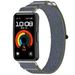 For Huawei Band 8 NFC Loop Nylon Hook and Loop Fastener Watch Band(Green Gray)