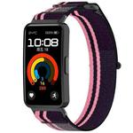For Huawei Band 8 Loop Nylon Hook and Loop Fastener Watch Band(Pink Purple)