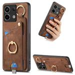 For Redmi Note 13 Pro 5G Retro Skin-feel Ring Card Bag Phone Case with Hang Loop(Brown)