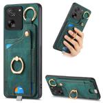 For Xiaomi 13T Retro Skin-feel Ring Card Bag Phone Case with Hang Loop(Green)