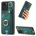 For Xiaomi Poco M5s 4G Retro Skin-feel Ring Card Bag Phone Case with Hang Loop(Green)