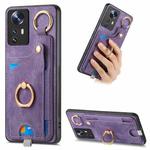 For Xiaomi 12 Retro Skin-feel Ring Card Bag Phone Case with Hang Loop(Purple)