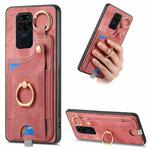 For Redmi Note 9 Retro Skin-feel Ring Card Bag Phone Case with Hang Loop(Pink)