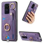 For Redmi Note 9 Retro Skin-feel Ring Card Bag Phone Case with Hang Loop(Purple)