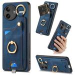 For Redmi K80 / Poco F7 Pro Retro Skin-feel Ring Card Bag Phone Case with Hang Loop(Blue)