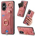 For Redmi Turbo 4 Pro Retro Skin-feel Ring Card Bag Phone Case with Hang Loop(Pink)