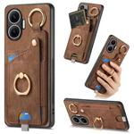 For Redmi Turbo 4 Pro Retro Skin-feel Ring Card Bag Phone Case with Hang Loop(Brown)