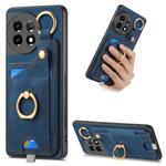 For OnePlus 11 Retro Skin-feel Ring Card Bag Phone Case with Hang Loop(Blue)