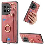 For OnePlus 11 Retro Skin-feel Ring Card Bag Phone Case with Hang Loop(Pink)