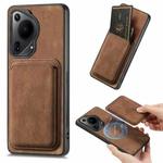 For Huawei Pura 70 Retro Leather Card Bag Magnetic Phone Case(Brown)