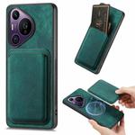 For Huawei Pura 70 Pro Retro Leather Card Bag Magnetic Phone Case(Green)