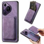 For Huawei Pura 70 Pro Retro Leather Card Bag Magnetic Phone Case(Purple)