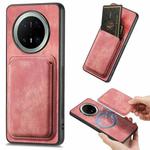 For Huawei Mate 70 Pro Retro Leather Card Bag Magnetic Phone Case(Pink)