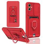 For Samsung Galaxy A05 Sliding Camshield Magnetic Card Holder Silicone Phone Case(Red)
