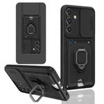 For Samsung Galaxy S23 FE 5G Sliding Camshield Magnetic Card Holder Silicone Phone Case(Black)