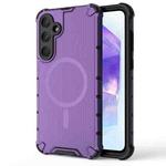 For Samsung Galaxy A55 5G Grating Airbag Shockproof MagSafe Frosted Phone Case(Purple)