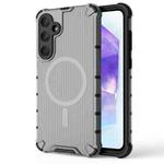 For Samsung Galaxy A55 5G Grating Airbag Shockproof MagSafe Frosted Phone Case(Transparent Black)