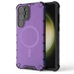 For Samsung Galaxy S23 Ultra 5G Grating Airbag Shockproof MagSafe Frosted Phone Case(Purple)