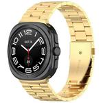 For Samsung Galaxy Watch 7 Ultra 47mm Three Beads Stainless Steel Metal Watch Band(Gold)