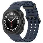 For Samsung Galaxy Watch 7 Ultra 47mm Ocean Hole Dual Buckle Silicone Watch Band(Dark Blue)