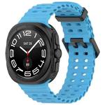For Samsung Galaxy Watch 7 Ultra 47mm Ocean Hole Dual Buckle Silicone Watch Band(Sky Blue)