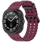 For Samsung Galaxy Watch 7 Ultra 47mm Ocean Hole Dual Buckle Silicone Watch Band(Wine Red)