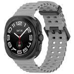 For Samsung Galaxy Watch Ultra 47mm Ocean Hole Dual Buckle Silicone Watch Band(Dark Gray)