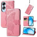 For OPPO A60 Butterfly Love Flower Embossed Leather Phone Case(Pink)