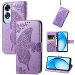 For OPPO A60 Butterfly Love Flower Embossed Leather Phone Case(Light Purple)