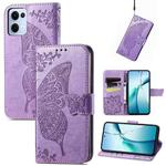 For OPPO Reno13 Butterfly Love Flower Embossed Leather Phone Case(Light Purple)