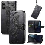 For Sony Xperia 10 VI Butterfly Love Flower Embossed Leather Phone Case(Black)