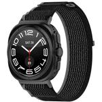 For Samsung Galaxy Watch 7 Ultra 47mm Hook and Loop Fastener Loop Nylon Watch Band(Black+Gray)