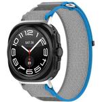 For Samsung Galaxy Watch 7 Ultra 47mm Hook and Loop Fastener Loop Nylon Watch Band(Blue+Gray)